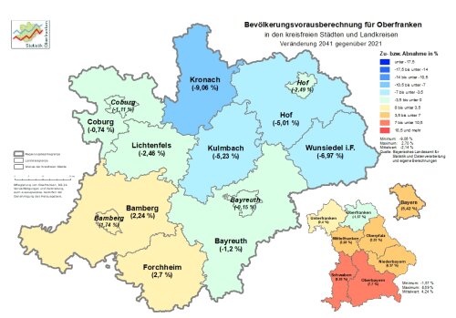 Karte Oberfranken Bevoelkerungsvorausberechnung